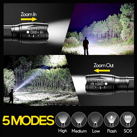 2000 Lumens Zoomable LED Flashlight 5 Modes - Hokolite