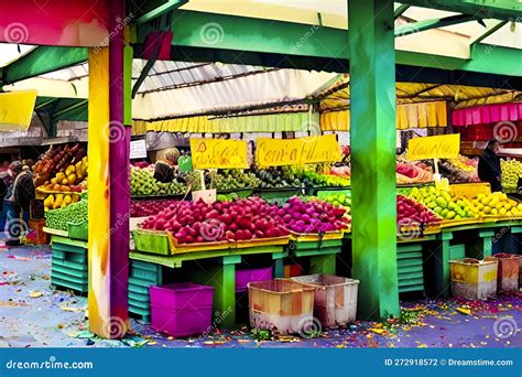 Market Stall at Street Food Stock Illustration - Illustration of city, produce: 272918572