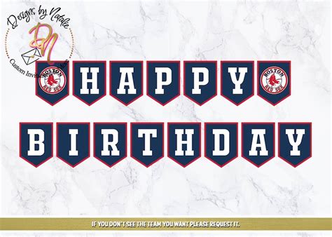 Diy Boston Red Sox Birthday Banner Digital Banner Do It Etsy