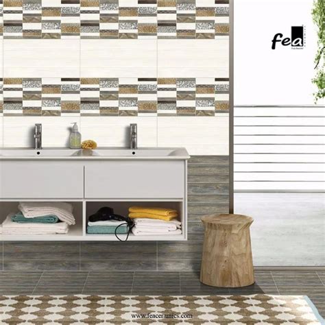 Glossy Ceramic Bathroom Wall Tiles Fea Tiles Size 1x2 Feet 300x600 Mm