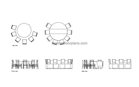 Hotel Round Table Free Cad Drawings