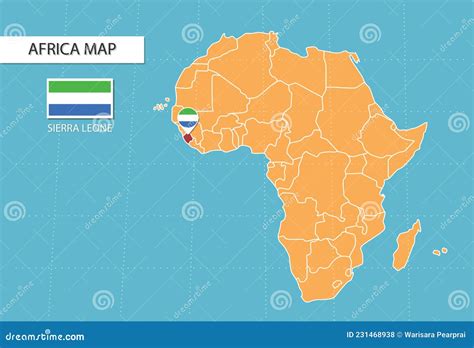 Carte De La Sierra Leone En Afrique Icônes Montrant Lemplacement De La