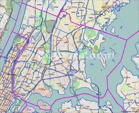 Bronx County, NY Zip Code Map - Find zip codes in New York