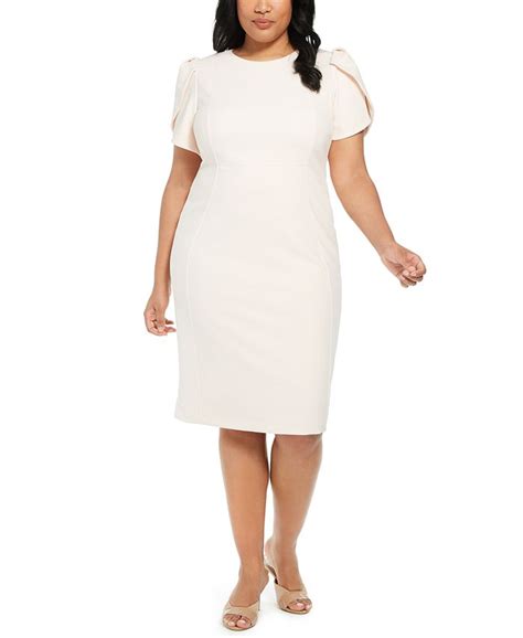 Calvin Klein Plus Size Puff Sleeve Sheath Dress Macys