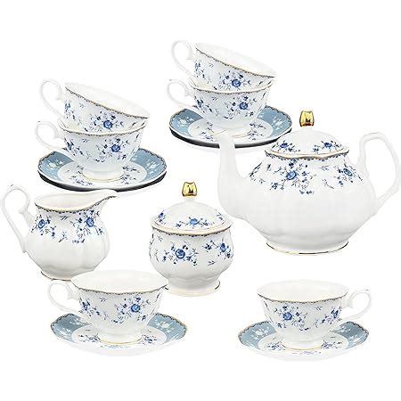 Fanquare 21 Piece Floral Porcelain Tea Set British Tea Cup And Saucer