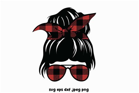 Buffalo Plaid Messy Bun SVG Karimoos