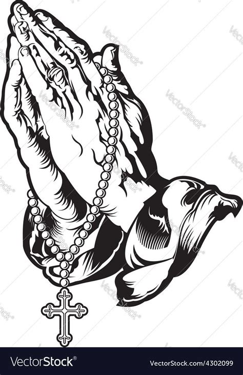 Praying Hands With Rosary Beads Drawing Lupemassari