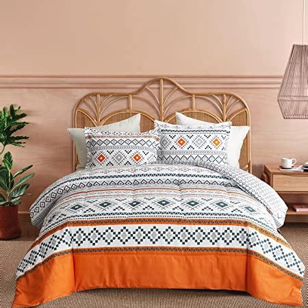 Amazon Flysheep Piece Bohemian Orange Comforter Set King Size