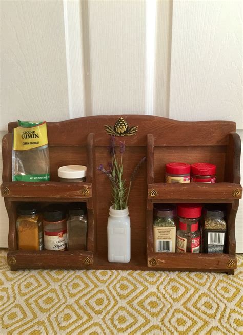 Vintage Farmhouse Wooden Spice Rack Etsy Wooden Spice Rack Vintage