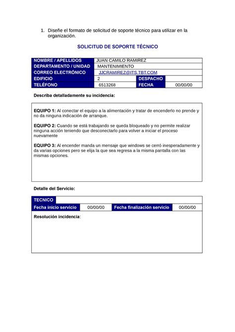 Evidencia sopor 1 Diseñe el formato de solicitud de soporte técnico