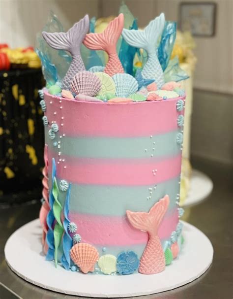 Aqua And Pink Mermaid Cake Sugar Whipped Cakes Website