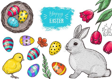 Premium Vector Happy Easter Vector Illustration Cute Bunny Chicken