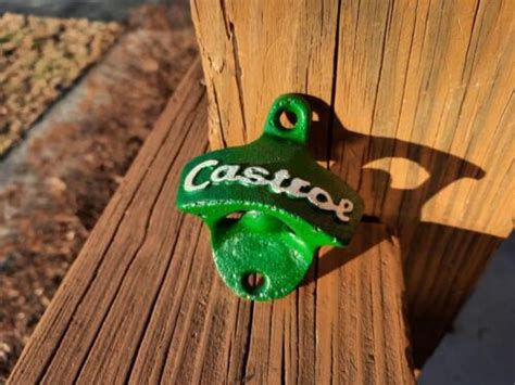 Cast Iron Castrol Gas Oil Soda Pop Beer Bottle Opener Bar Barware Wall