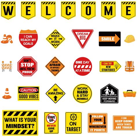 Buy Zonon 36 Pcs Construction Bulletin Board Decorations Welcome