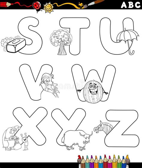 Cartoon Alphabet Coloring Page Stock Vector Illustration Of Learning