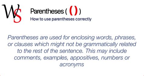 Parentheses Punctuation Writing Support