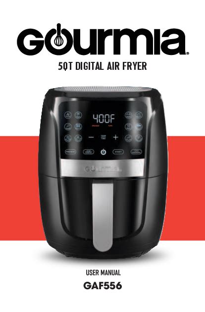 Gourmia 5qt Digital Air Fryer User Manual Download Pdf