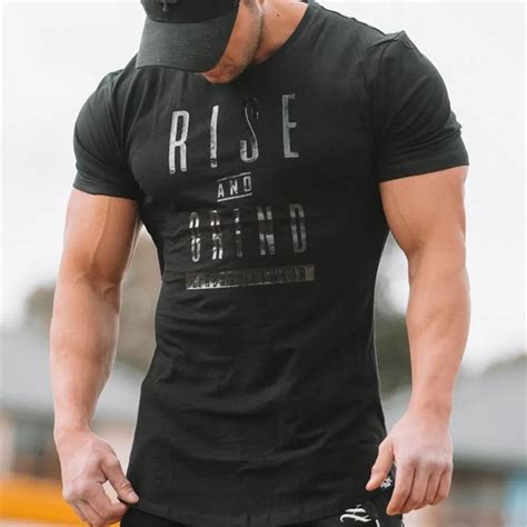 Rise & Grind Men’s Gym Fitness T Shirt - Men's Fitness Apparel, Men's ...