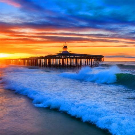 Premium Photo Sunset And Wave Flow In New Brighton Pier Christchurch