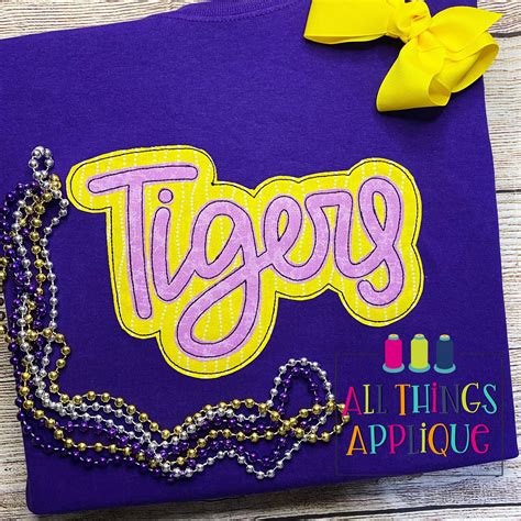 Tigers Hand Lettered And Digitized Bean Stitch Machine Etsy