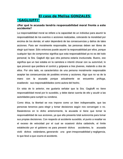 El Caso Gagliuffi Buen Aporte El Caso De Melisa GONZALES GAGLIUFFI