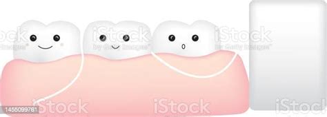 Cute Cartoon Style Kawaii Characters Flossing Teeth Stock Illustration Download Image Now Istock