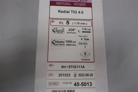 New TERUMO 5TIG111A RADIAL TIG 4 0 Disposables General For Sale