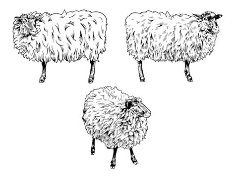 Premium Vector Hand Drawn Illustration Of Three Sheep Engraving Style