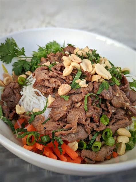 Grilled Vietnamese Beef Vermicelli Bowl Bún Bò Xào Dish N The