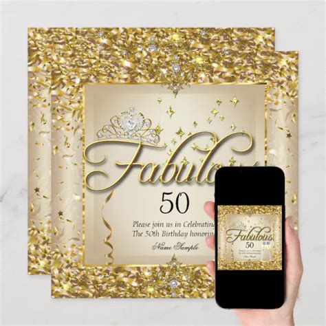 Fabulous 50th Gold Champagne Birthday Party Invitation Zazzle