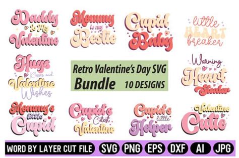 Retro Valentines Day Svg Bundle Graphic By Al Bari · Creative Fabrica