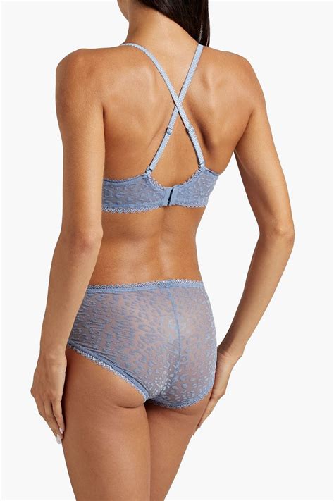 COSABELLA Lace Trimmed Flocked Stretch Mesh Soft Cup Triangle Bra THE