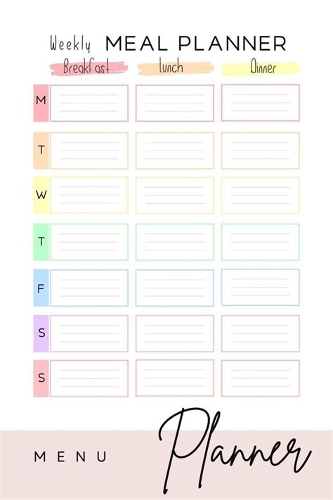 Editable Printable Weekly Meal Planner Plan Your Meals Ahead And Have