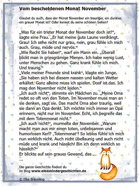 Das Märchen vom bescheidenen Monat November Elkes Kindergeschichten