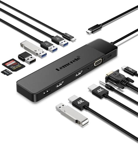 𝟐𝟎𝟐𝟒 𝐔𝐩𝐠𝐫𝐚𝐝𝐞 Docking Station USB C Hub 3 Display 14 in 1 Lemorele USB