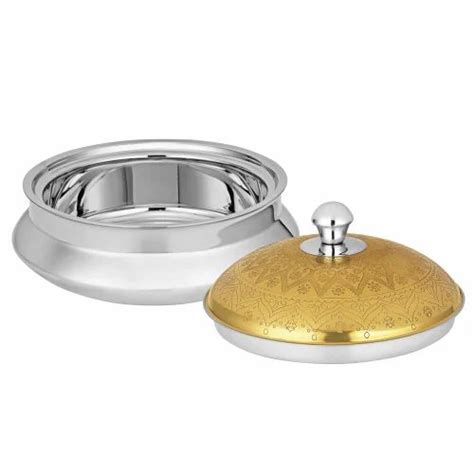 Stainless Steel Casserole Milano Gold Etching At Rs Serveware In