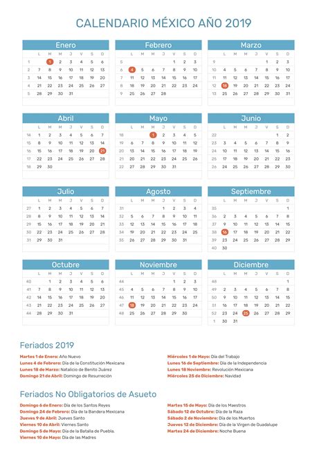 Calendario Mexico Con Dias Festivos Para Imprimir
