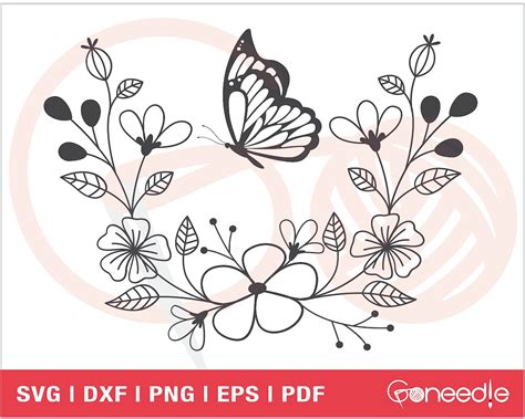 Butterfly And Flowers SVG Cut File Butterflies SVG Garden And Floral