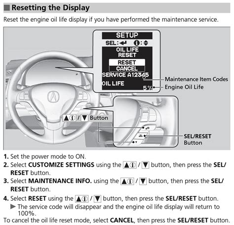 2015 Acura Rdx Engine Oil Life Reset Instructions