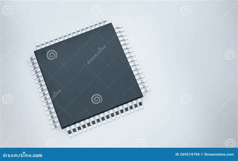 3d Render Of Microchip Or Semiconductor Chip For Computing Stock