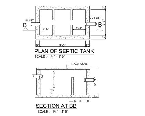 Septic Tank Plan And Section Drawing AutoCAD File - Cadbull