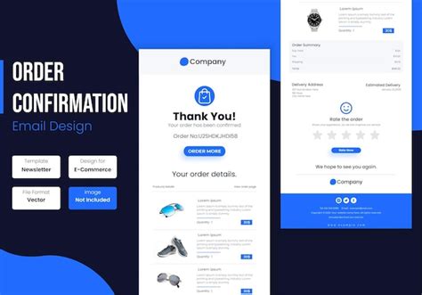 Premium Vector E Commerce Order Confirmation Email Template Design