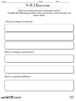 Growth Mindset Activity Formative Assessment SEL Worksheet By SNAPPY DEN