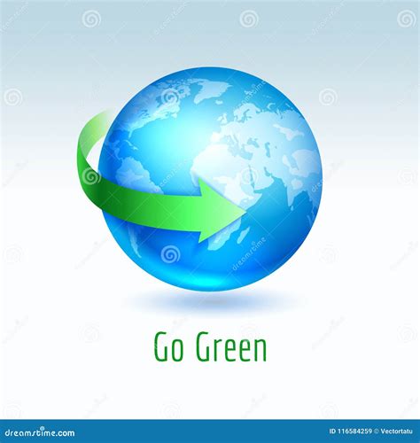 Blue Planet Earth With Green Arrow Stock Vector Illustration Of