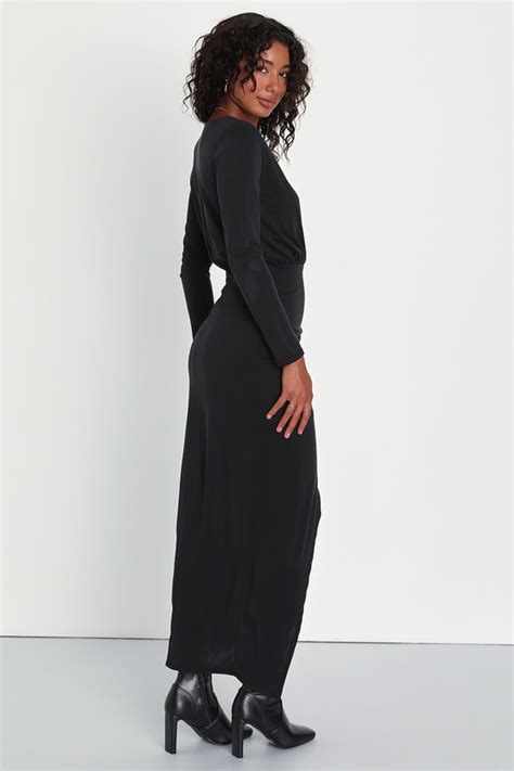 Sexy Black Maxi Dress Maxi Tulip Dress Jersey Knit Dress Lulus