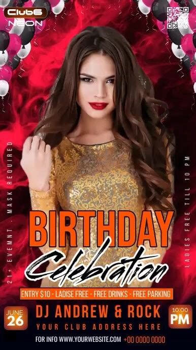 Birthday Night Party Flyer Design Templa Te Template Postermywall