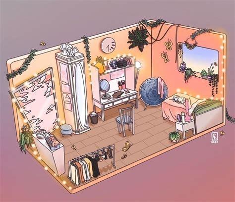 Room Animation Isometric Art Bedroom Drawing Kawaii Room