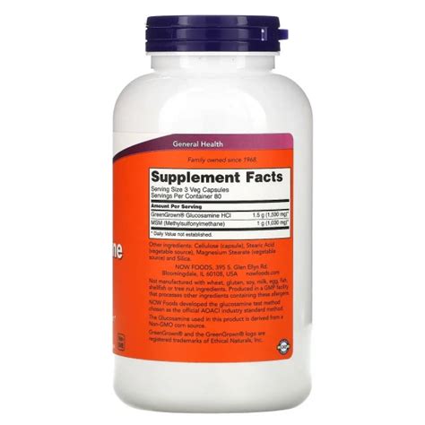 Now Foods Vegetarian Glucosamine And Msm Joint Health 240 Vegetarian Capsules Low Price Check