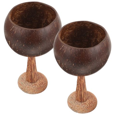 Set of 2 Tasse De Noix Coco Coquille Gobelet Verres À Boire Vintage D