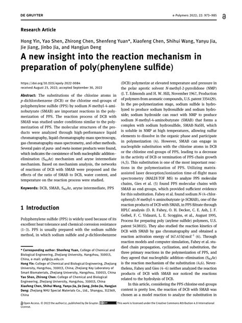 Pdf A New Insight Into The Reaction Mechanism In Preparation Of Poly